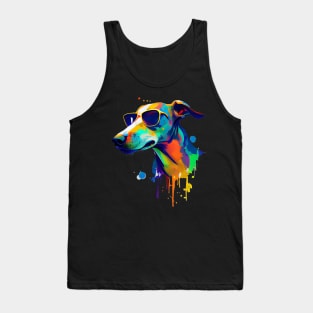 Colourful Cool Greyhound Dog with Sunglasses Tank Top